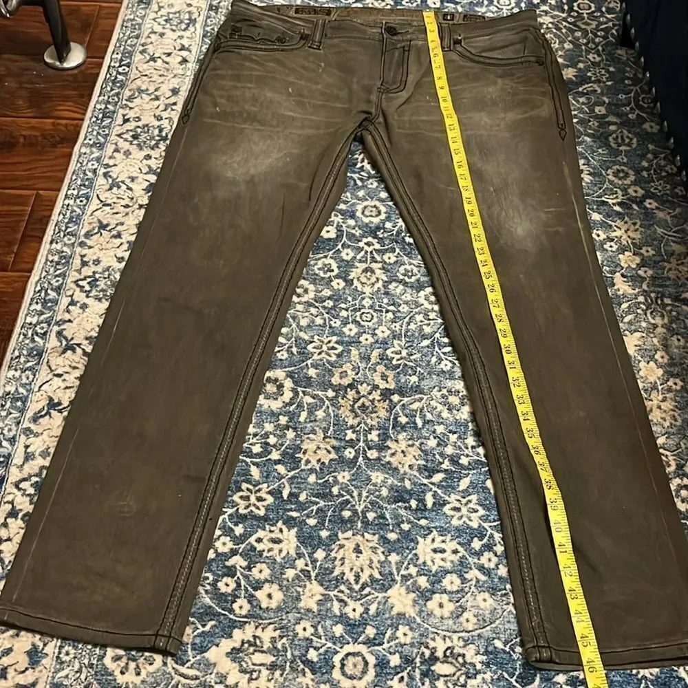 Rock Revival Armory Green Distressed Casual Contemporary Jeans